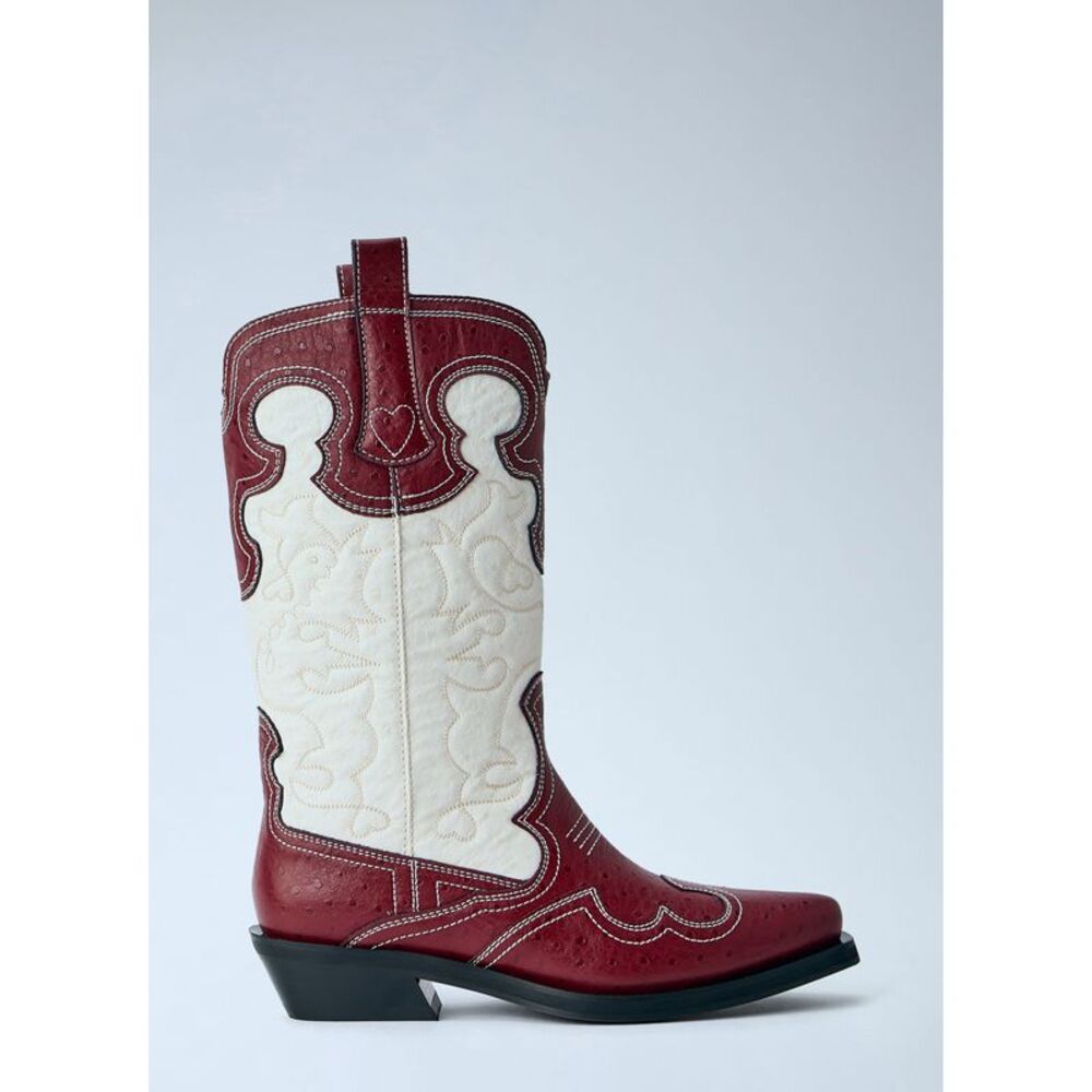 Ganni Women Mid Shaft Embroidered Western Boots